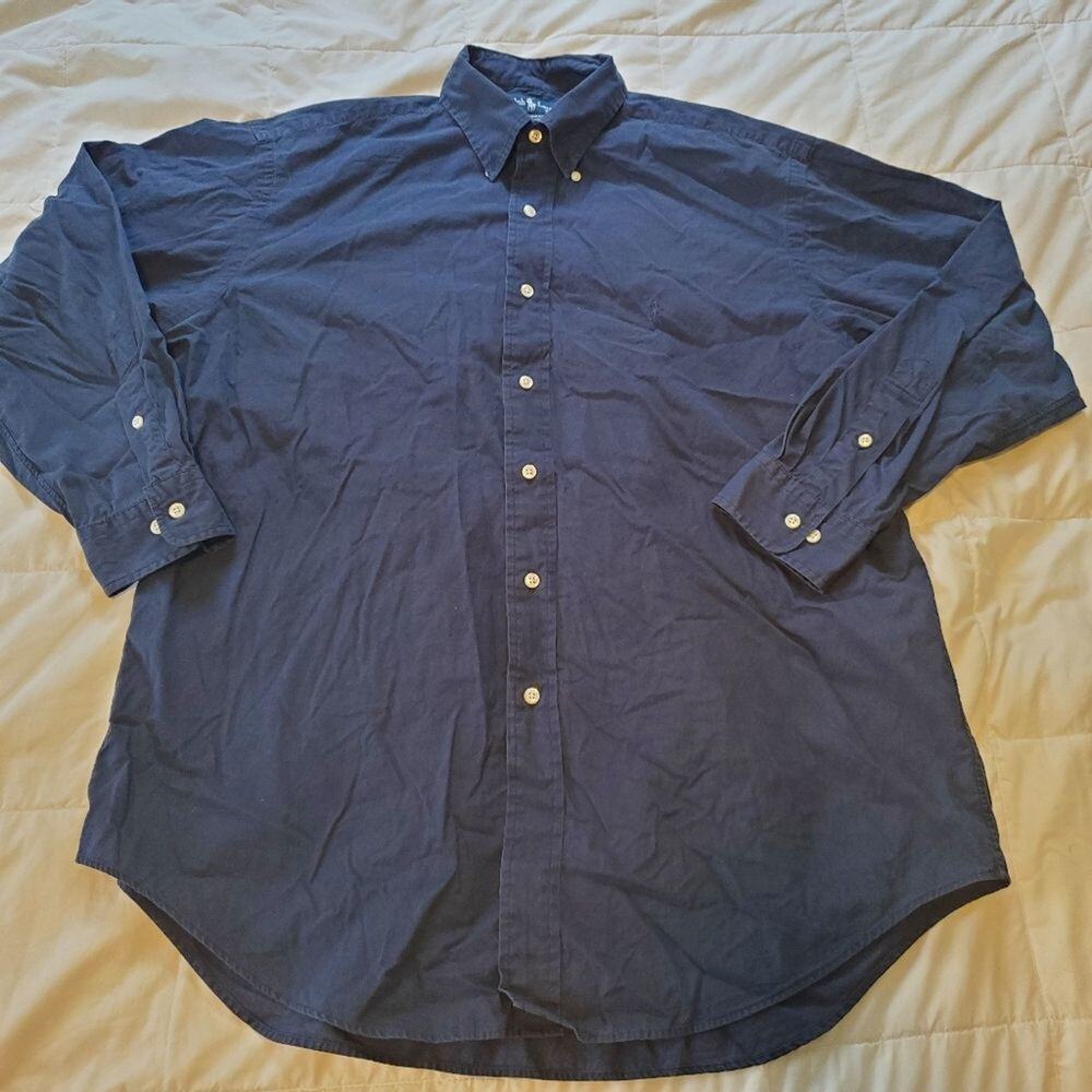 Ralph Lauren yarmouth size 32/33 mens navy cotton button down shirt